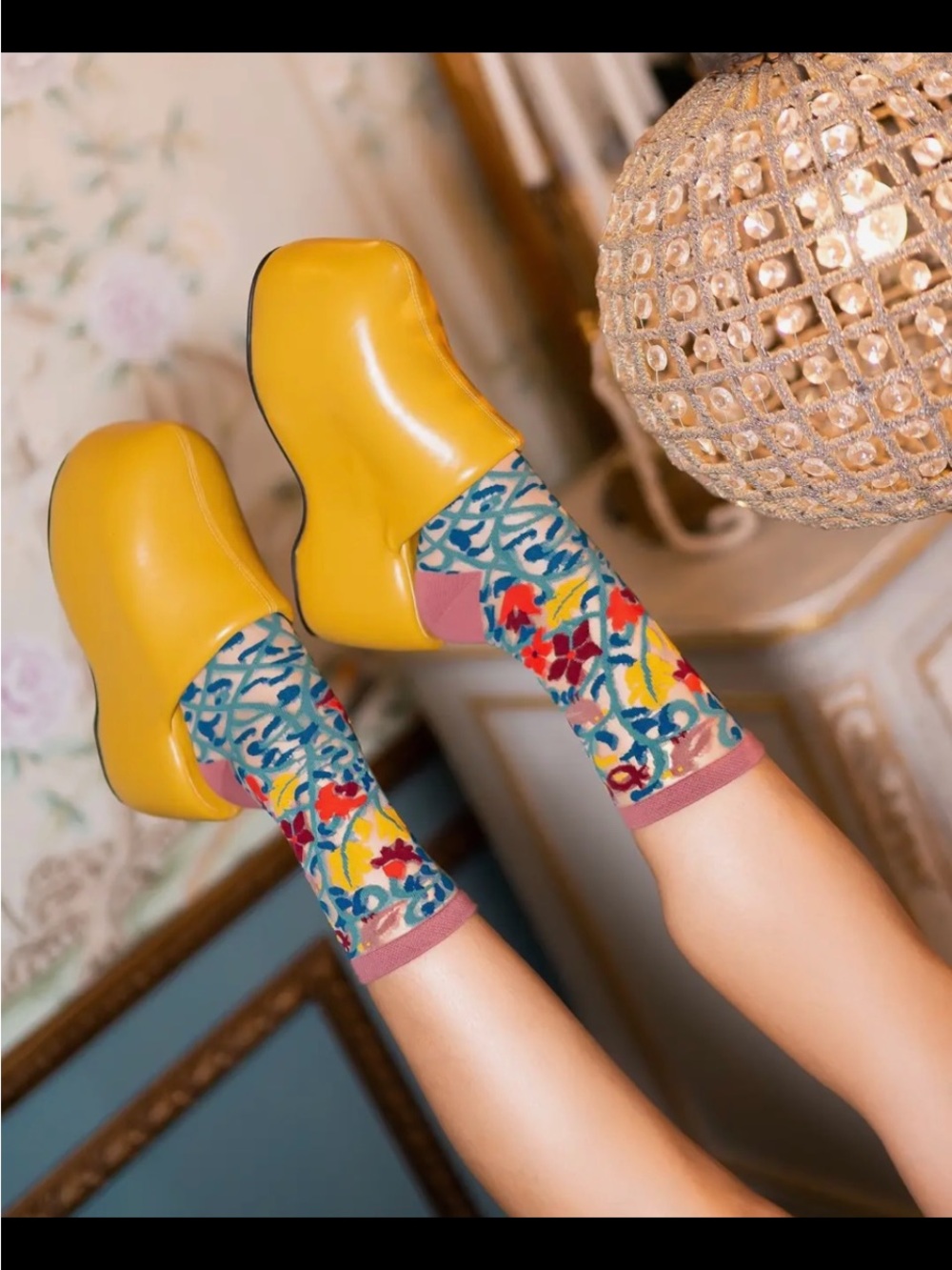 Tapestry Vines Sheer Crew Sick by Sock Candy. Price firm.